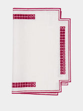 Borgo Delle Tovaglie Erica Antistain Linen Horizontal Placemat in Ivory and Red