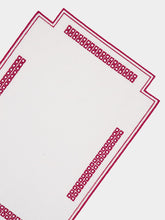 Borgo Delle Tovaglie Erica Antistain Linen Horizontal Placemat in Ivory and Red