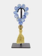 Studio Julia Atlas Light Blue and Bronze Prayer Bead Artwork