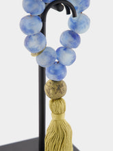 Studio Julia Atlas Light Blue and Bronze Prayer Bead Artwork