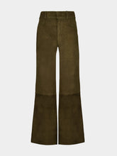 Paula Alice Fir Green Wide-Leg Suede Pants