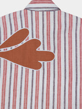 Paula Almandine Stripes Linen Dress with Embroideries