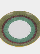 Marie Daâge Coupe Aloe Dessert Plate in Snake Green and Burgundy