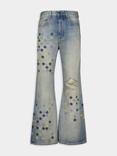 Amiri Antique Indigo MA Quad Embroidered Flare Jeans