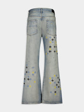 Amiri Antique Indigo MA Quad Embroidered Flare Jeans