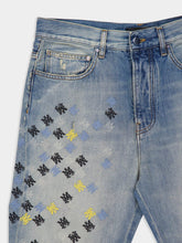 Amiri Antique Indigo MA Quad Embroidered Flare Jeans