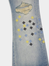 Amiri Antique Indigo MA Quad Embroidered Flare Jeans