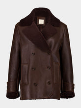 Amelia Coffee Bean Embroidered Shearling Jacket