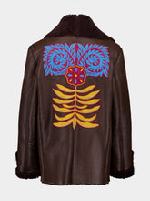 Paula Amelia Coffee Bean Embroidered Shearling Jacket