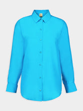 Paula Ametista Blue Silk Satin Matte Shirt