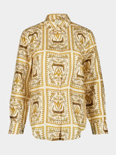 Paula Ametista Crocoprint Printed Silk Twill Shirt