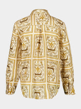 Paula Ametista Crocoprint Printed Silk Twill Shirt