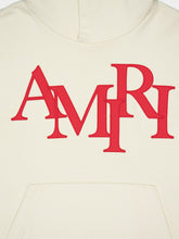 Amiri Light Beige Cotton Hoodie with Red Logo