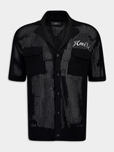 Amiri Black Mesh V-Neck Polo
