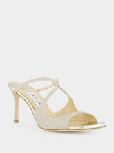Jimmy Choo Platinum Ice Anise Glitter Sandals