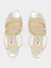 Jimmy Choo Platinum Ice Anise Glitter Sandals