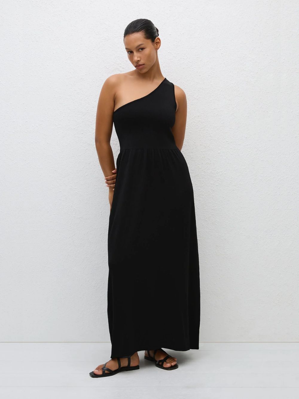 white christmas dresses Matteau Black Asymmetric Knit Dress