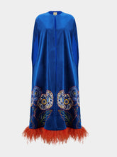 Aspen Embroidered Velvet Cape with Feathers | PDP - Fashion Clinic