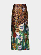 Paula Avenca Junglito Print Silk Skirt
