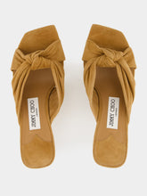 Jimmy Choo Avenue Mid-Heel Mules in Toffee Suede
