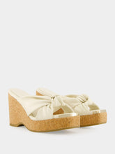 Jimmy Choo Latte Nappa Leather Avenue Wedge Mules