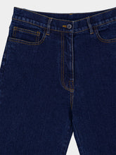 Paula Avila Blue Embroidered Wide-Leg Denim Pants