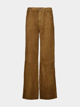 Paula Avila Caramel Café Wide-Leg Suede Pants