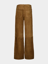 Paula Avila Caramel Café Wide-Leg Suede Pants
