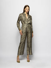 Paula Sonia Snakeskin Printed Silk Twill Pants