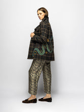 Paula Hazel Check Houndstooth Embroidered Coat
