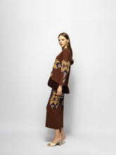 Paula Jade Potting Soil Jacquard Sweater with Fringes
