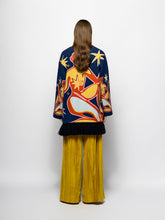 Paula Francis Golden Palm Velvet Plissé Pants