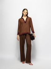 Paula Dominique Potting Soil Wide-Leg Tailored Pants