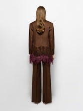 Paula Marys Potting Soil Embroidered Blazer with Feathers