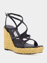 Jimmy Choo Black Ayla 110 Leather Wedge Sandals