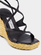 Jimmy Choo Black Ayla 110 Leather Wedge Sandals