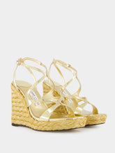Jimmy Choo Gold Ayla Wedge Sandals