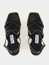 Jimmy Choo Black Ayla Nappa Leather Wedge Sandals