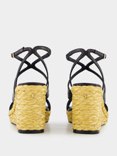 Jimmy Choo Black Ayla Nappa Leather Wedge Sandals