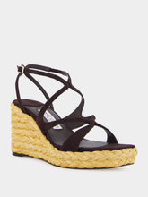 Jimmy Choo Coffee Ayla 85 Suede Wedge Sandals