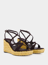 Jimmy Choo Coffee Ayla 85 Suede Wedge Sandals