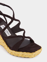 Jimmy Choo Coffee Ayla 85 Suede Wedge Sandals