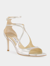 Jimmy Choo Champagne Azia 75 Glitter Leather Sandals