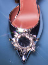 Amina Muaddi Begum Silver Mirror Slingbacks