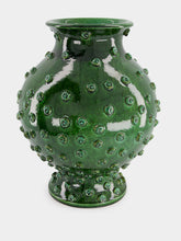 Ceramica ND Dolfi Dark Green Relief Ceramic Vase