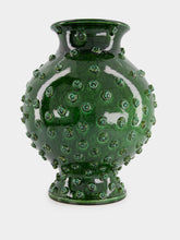 Ceramica ND Dolfi Dark Green Relief Ceramic Vase