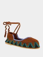 Kashura Almond Brown High Hand-Crocheted Lace Ballerinas