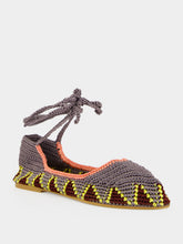 Kashura Grey High Hand-Crocheted Lace Ballerinas