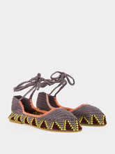 Kashura Grey High Hand-Crocheted Lace Ballerinas