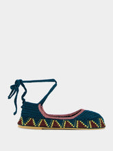 Kashura Handmade Seaweed blue Crochet Flat Ballerinas